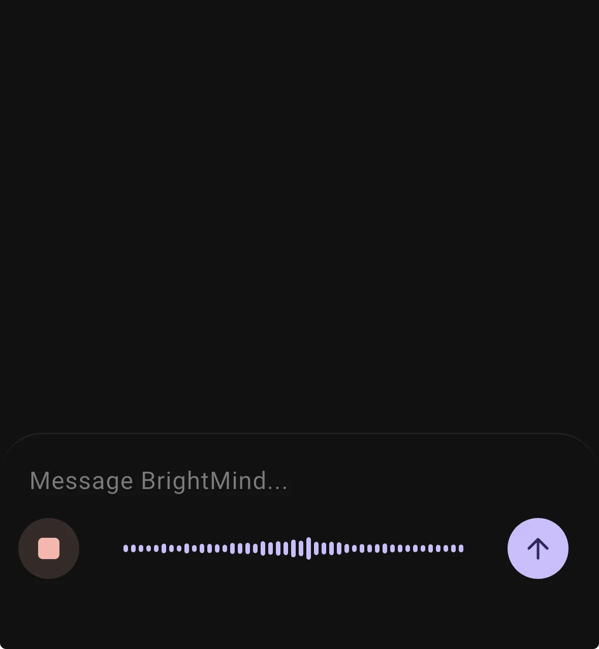 BrightMind transcribing dictation in the background while the user speaks