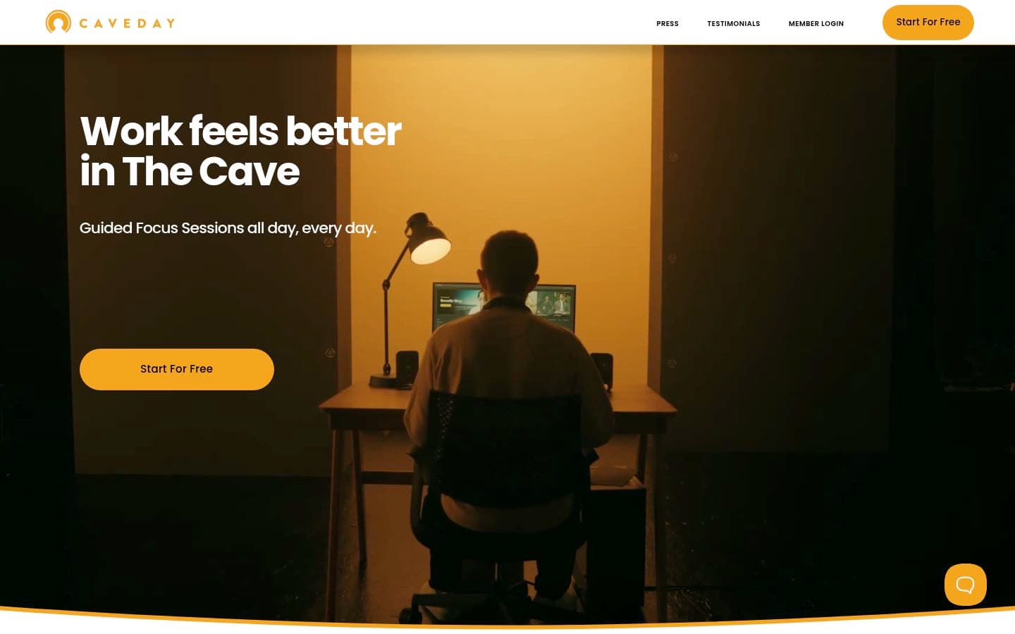Screenshot of the homepage of Caveday